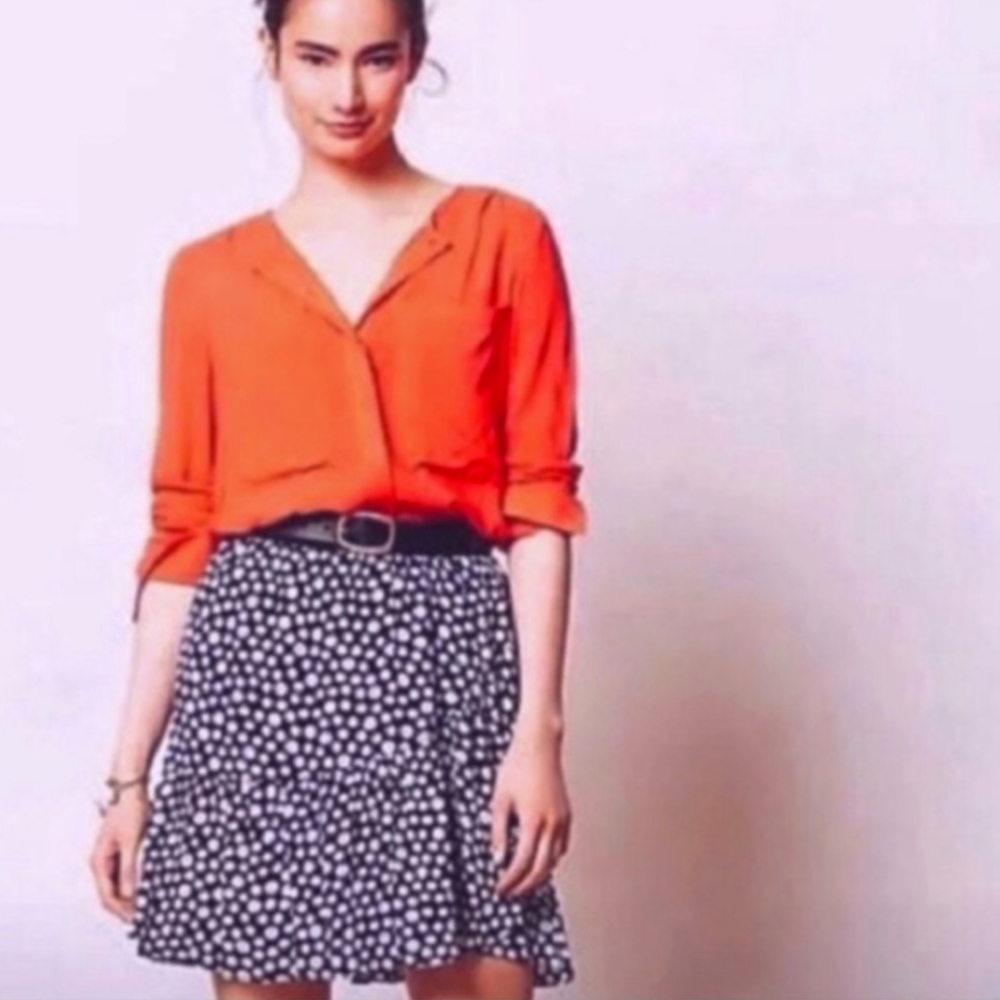 anthropologie maeve clara coral long sleeve blouse